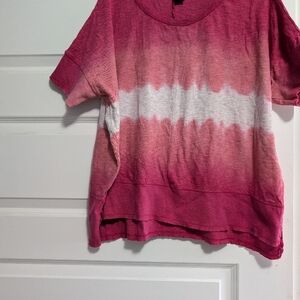 Womans Pink and White Tie-Dye Shirt. DKNY jeans brand.
